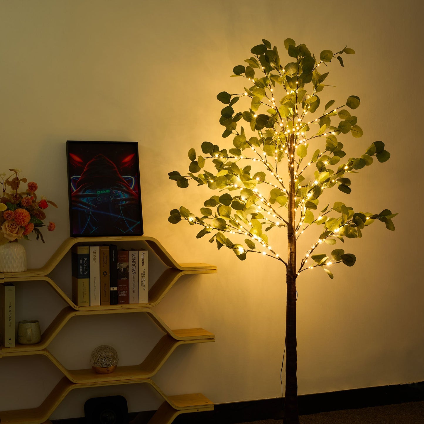 5.9ft Lighted Eucalyptus Tree with LED Fairy Lights