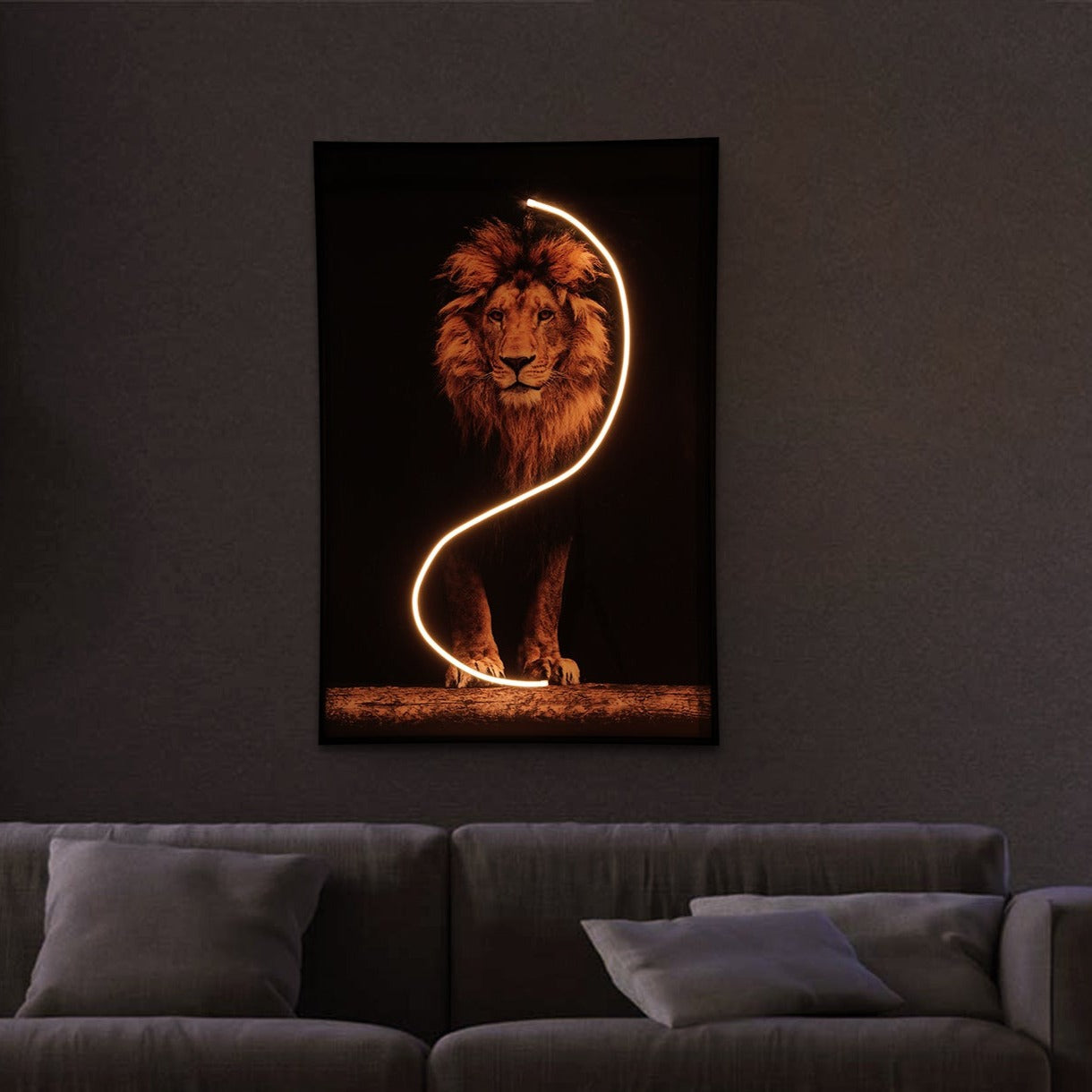 Lion Wall Art with LED Light