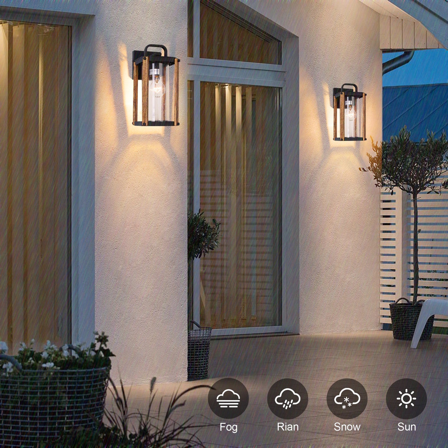 Outdoor Wood Grain Porch Lights